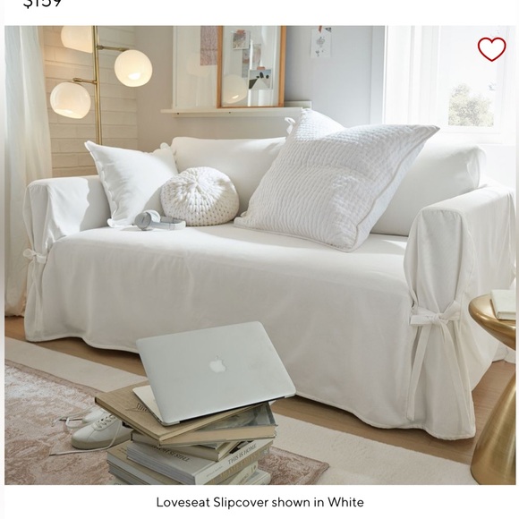 New PB loveseat relaxed fit slipcover with ties - Picture 2 of 6